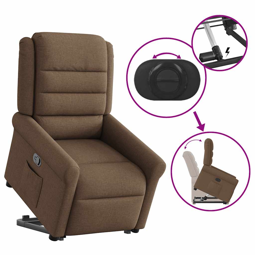 Relaxsessel mit Aufstehhilfe Braun Stoff