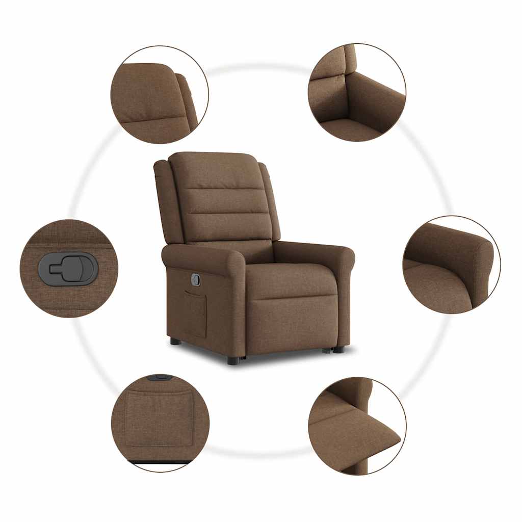 Relaxsessel mit Aufstehhilfe Braun Stoff