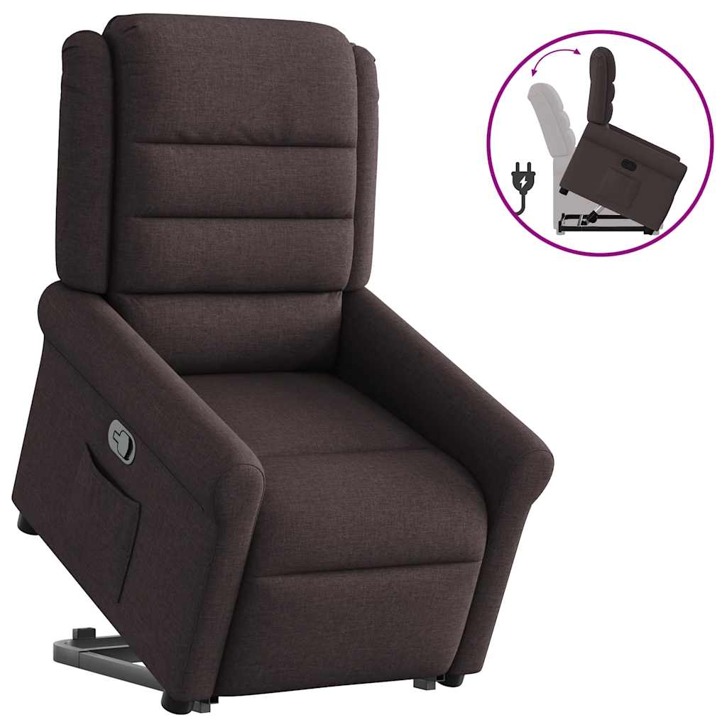 Relaxsessel mit Aufstehhilfe Dunkelbraun Stoff