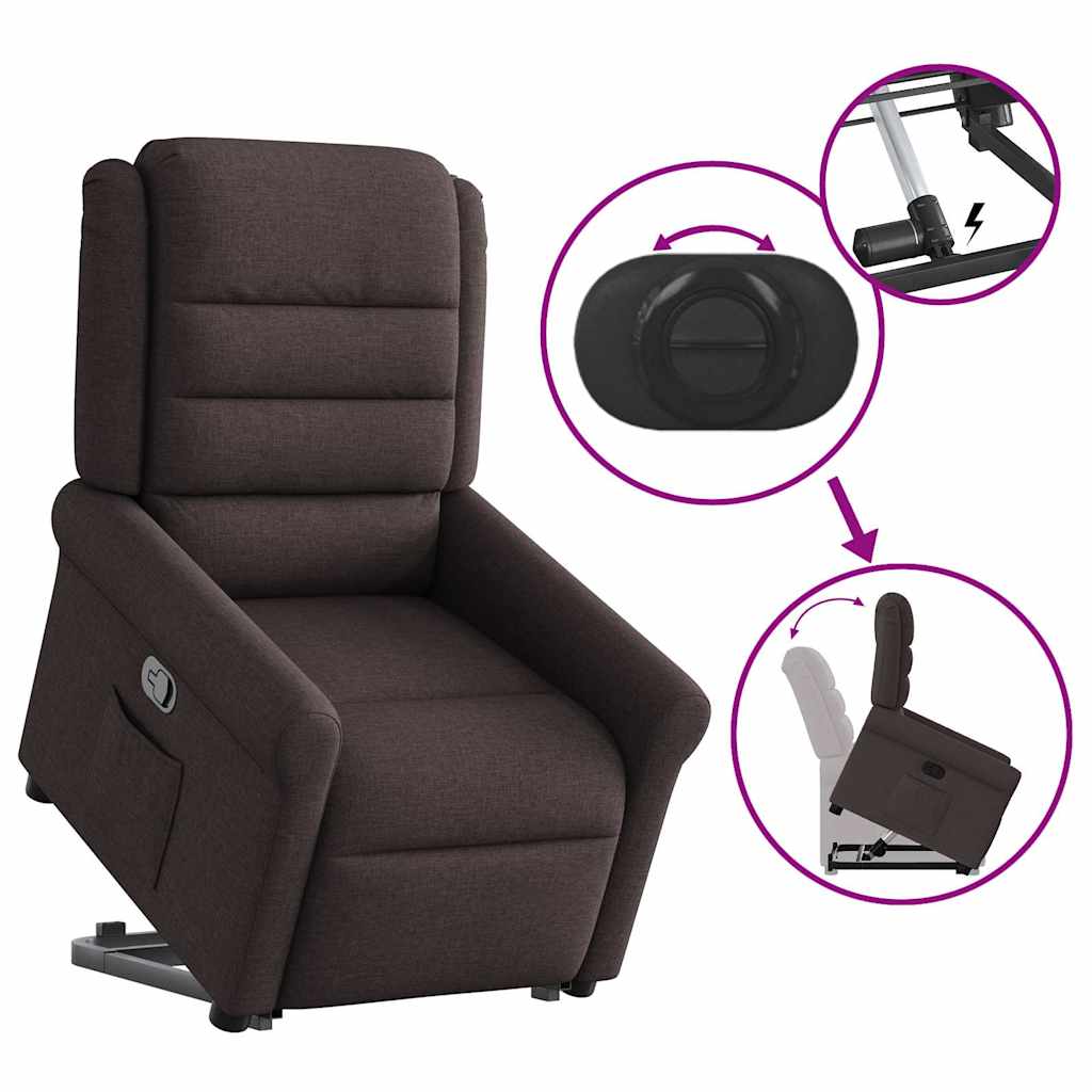 Relaxsessel mit Aufstehhilfe Dunkelbraun Stoff