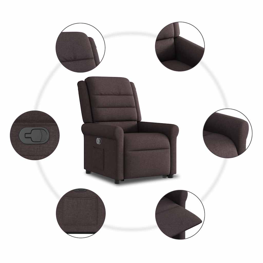 Relaxsessel mit Aufstehhilfe Dunkelbraun Stoff