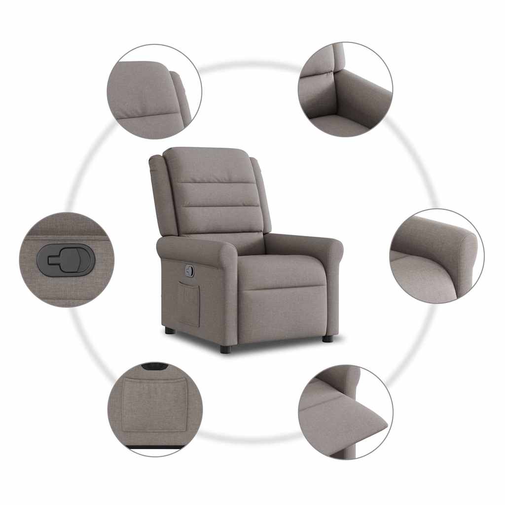 Relaxsessel mit Aufstehhilfe Taupe Stoff