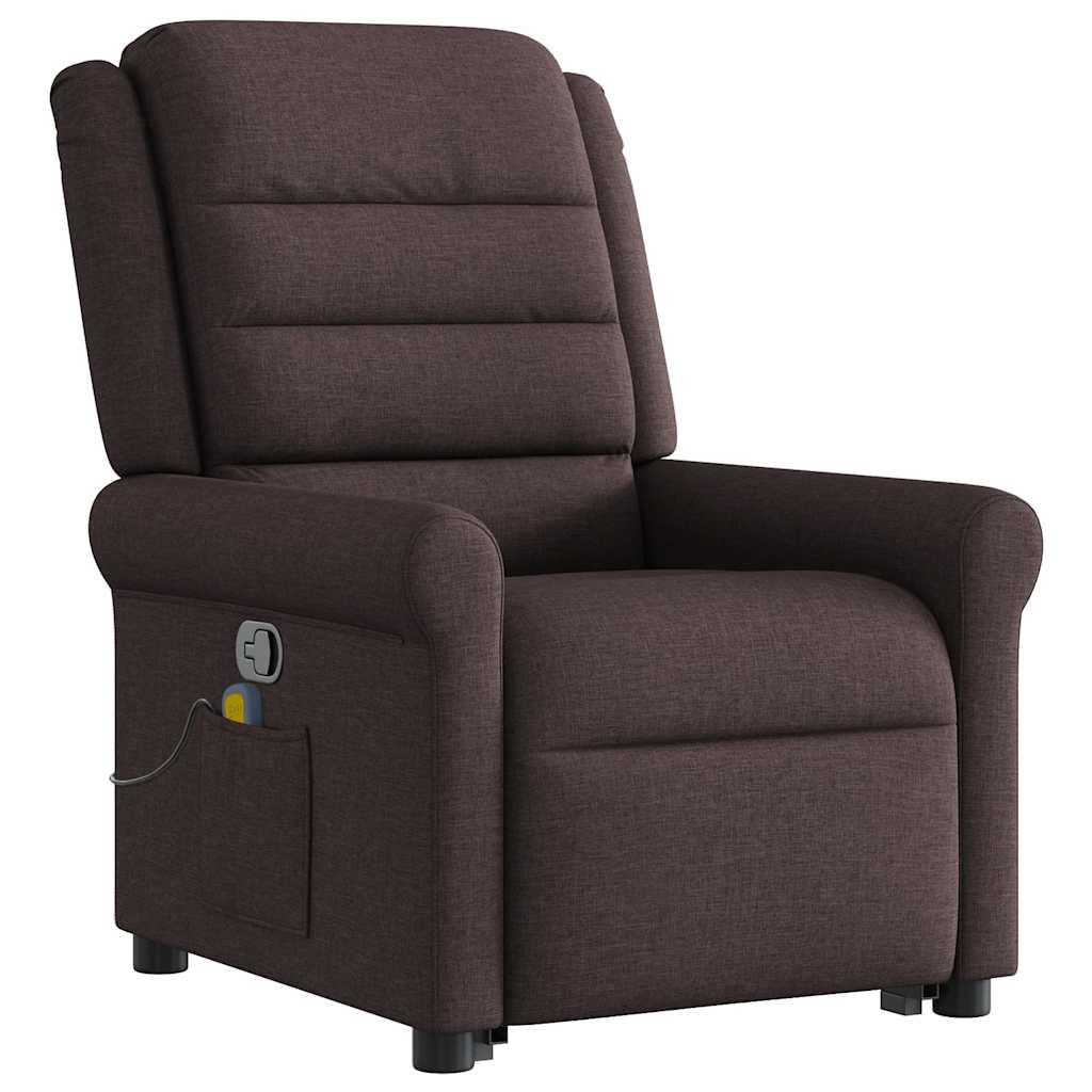 Massagesessel mit Aufstehhilfe Dunkelbraun Stoff