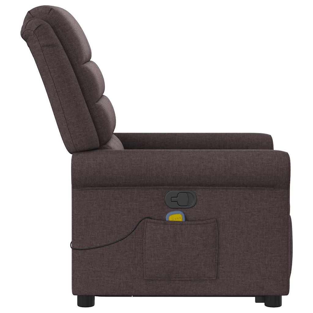 Massagesessel mit Aufstehhilfe Dunkelbraun Stoff