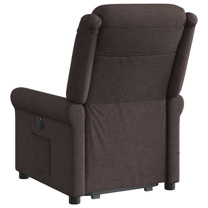Massagesessel mit Aufstehhilfe Dunkelbraun Stoff
