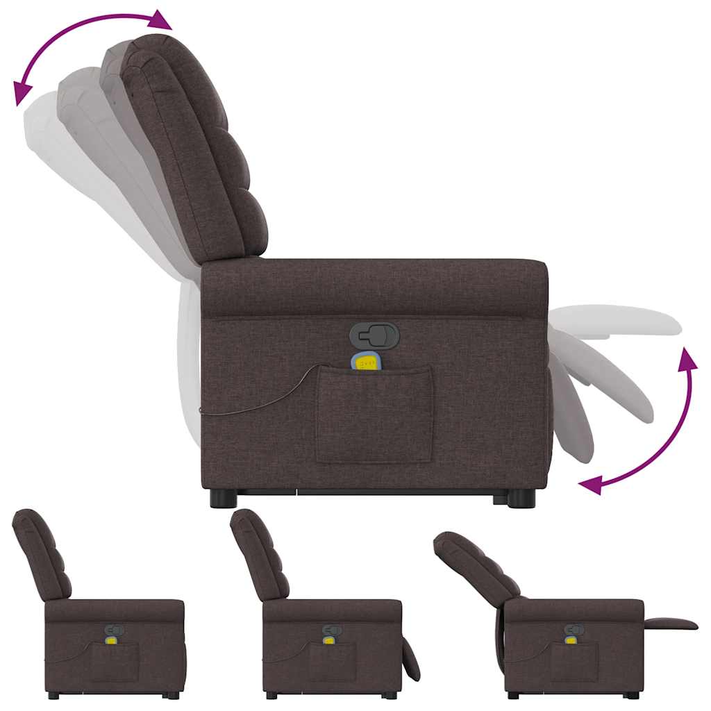 Massagesessel mit Aufstehhilfe Dunkelbraun Stoff
