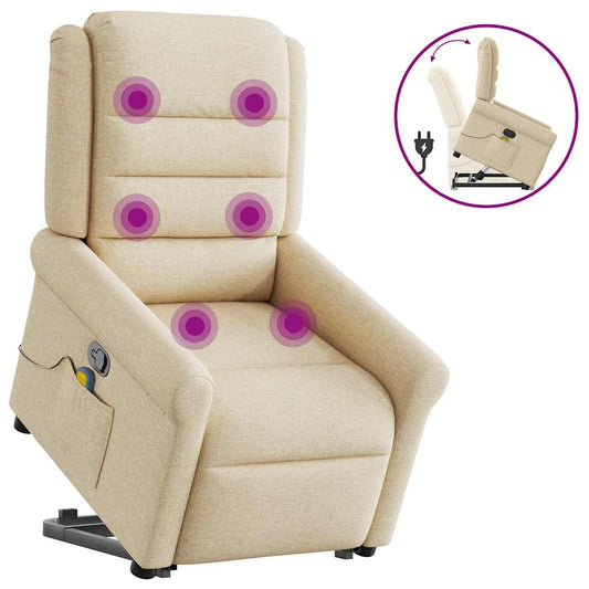 Massagesessel mit Aufstehhilfe Creme Stoff