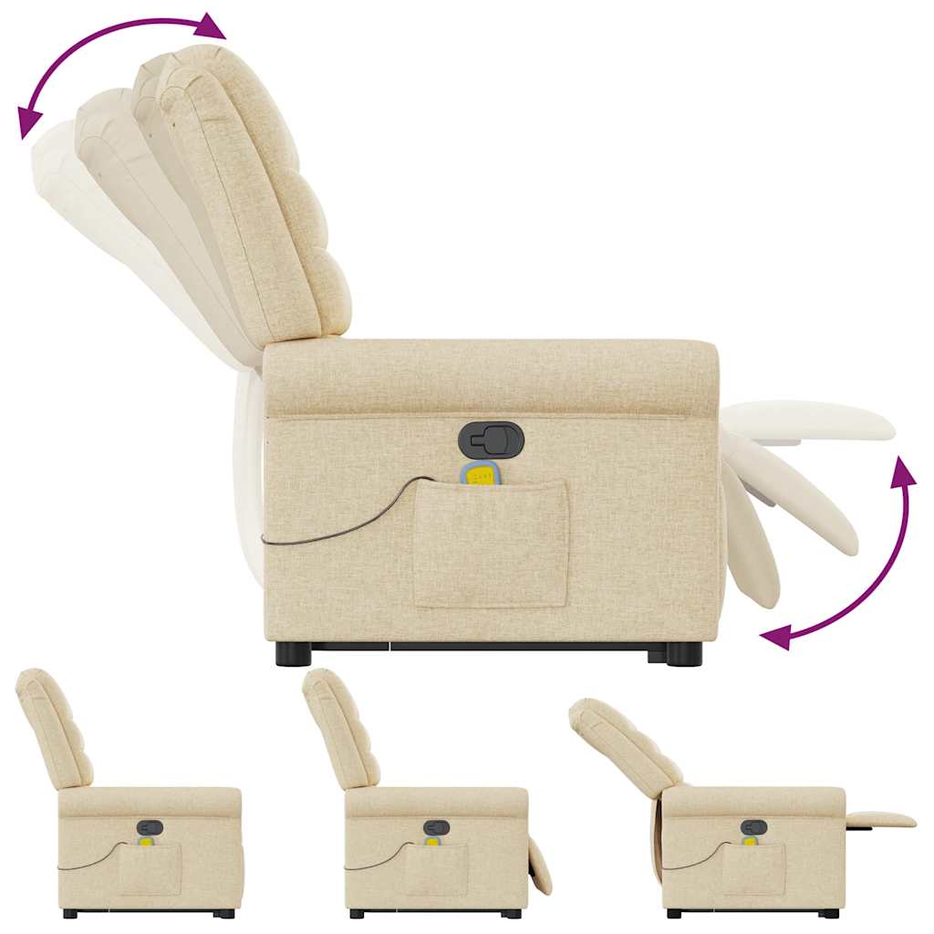 Massagesessel mit Aufstehhilfe Creme Stoff