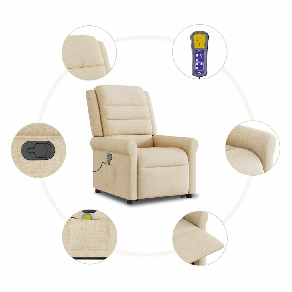 Massagesessel mit Aufstehhilfe Creme Stoff