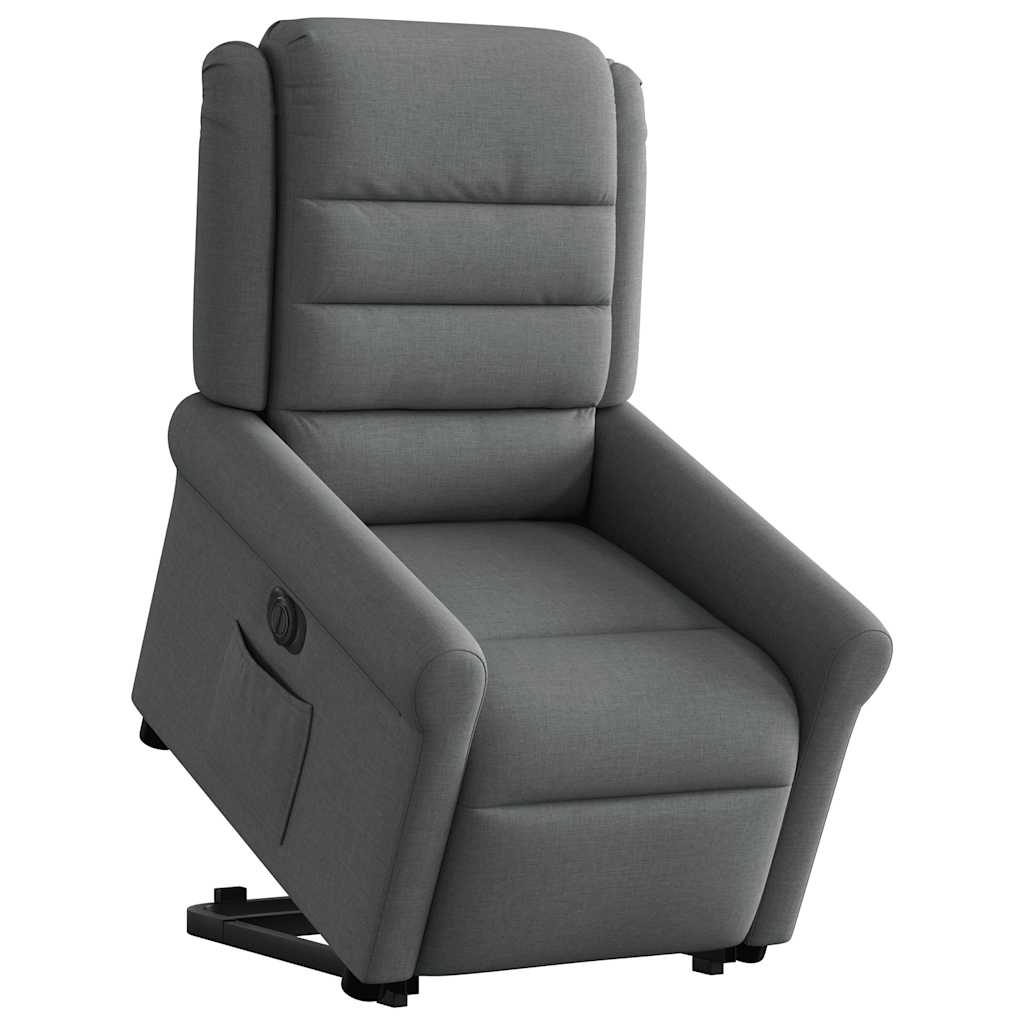 Relaxsessel mit Aufstehhilfe Elektrisch Dunkelgrau Stoff