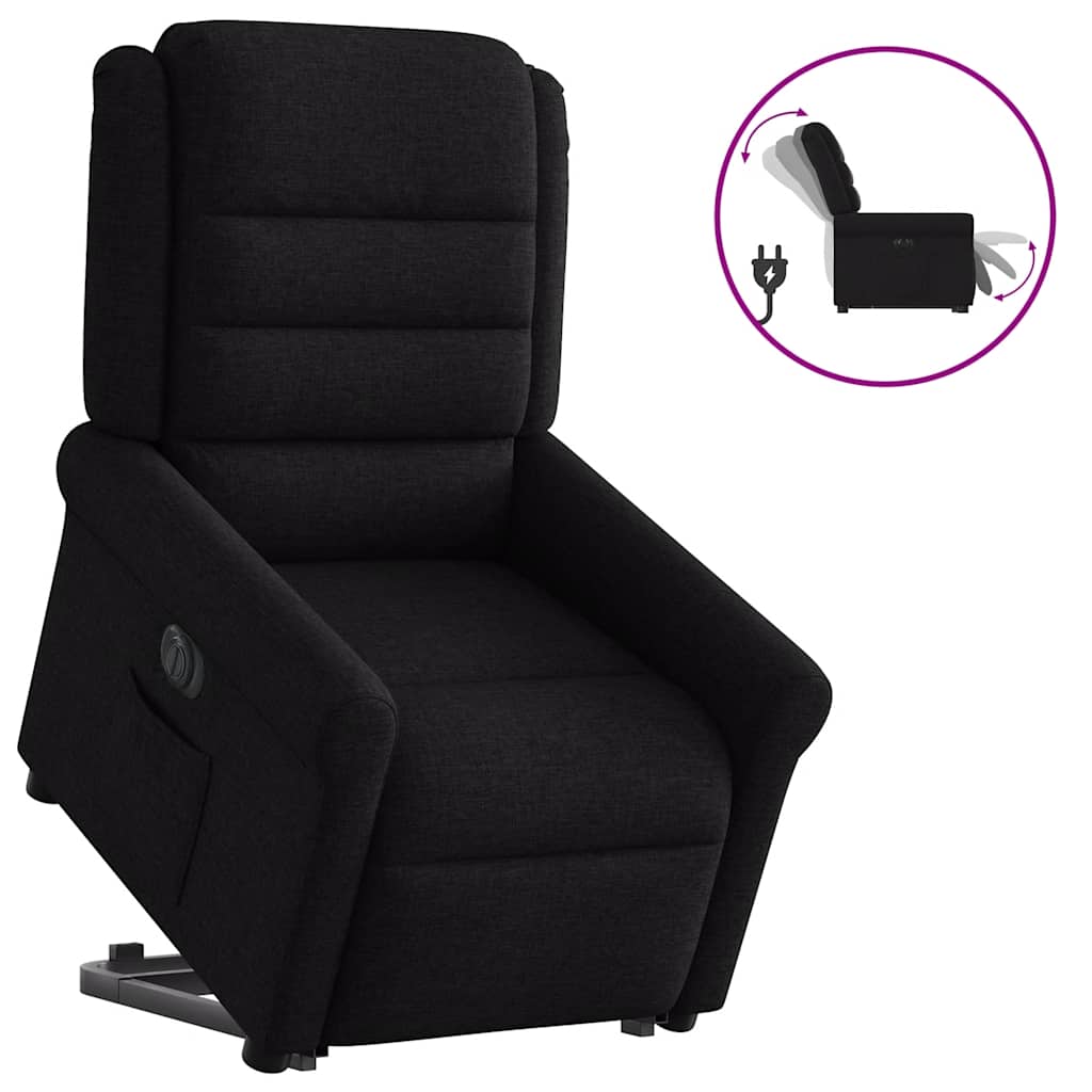 Relaxsessel mit Aufstehhilfe Elektrisch Schwarz Stoff