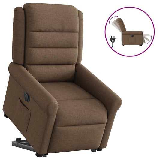 Relaxsessel mit Aufstehhilfe Elektrisch Braun Stoff