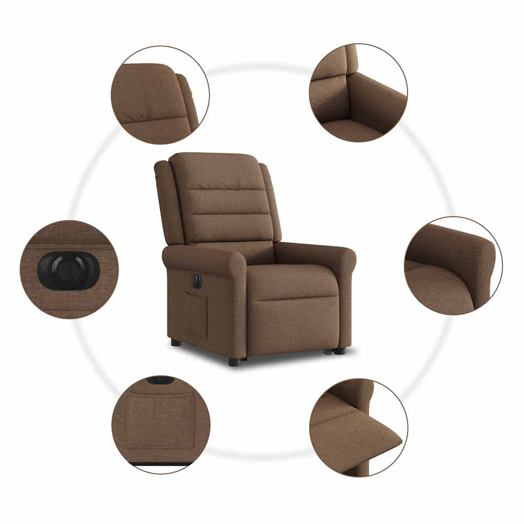 Relaxsessel mit Aufstehhilfe Elektrisch Braun Stoff