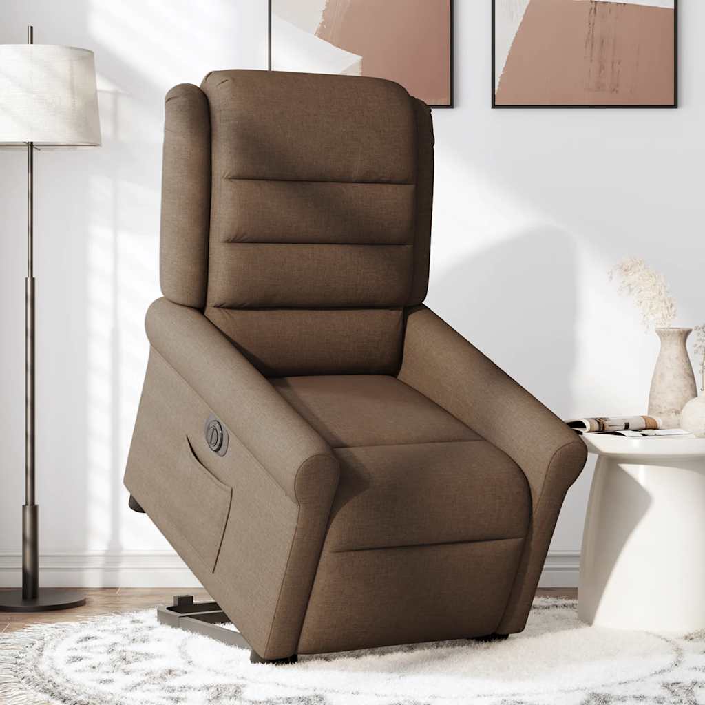 Relaxsessel mit Aufstehhilfe Elektrisch Braun Stoff