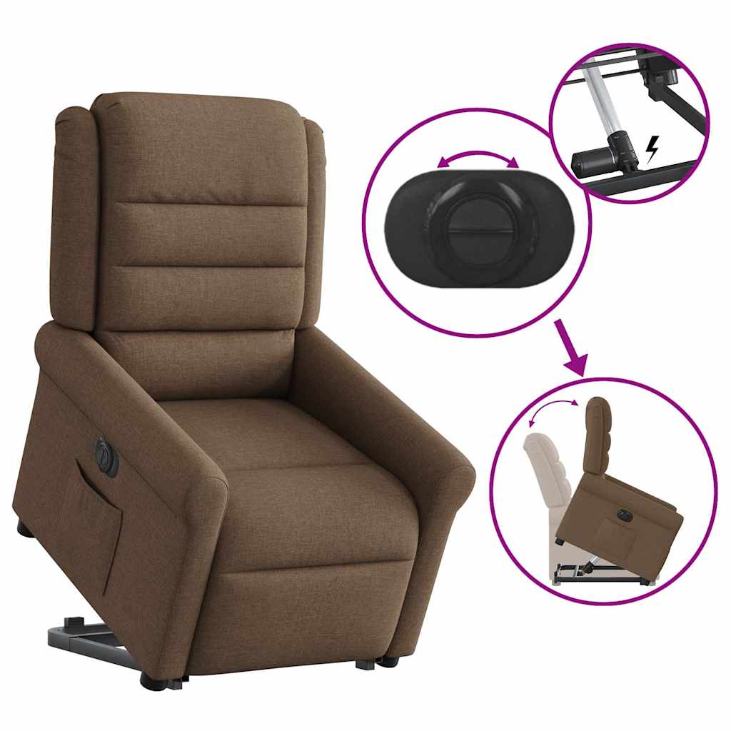Relaxsessel mit Aufstehhilfe Elektrisch Braun Stoff