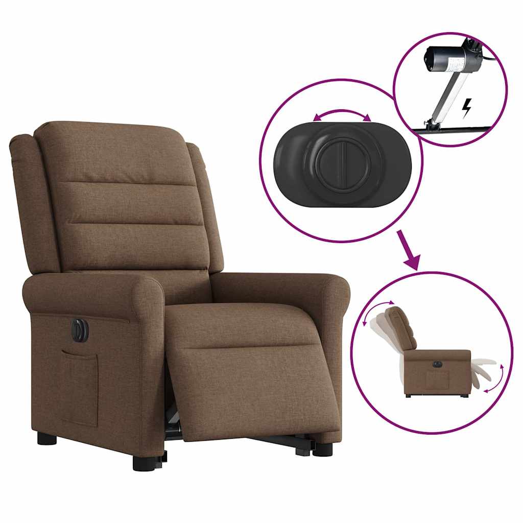 Relaxsessel mit Aufstehhilfe Elektrisch Braun Stoff