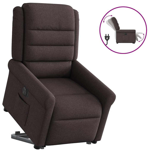 Relaxsessel mit Aufstehhilfe Elektrisch Dunkelbraun Stoff