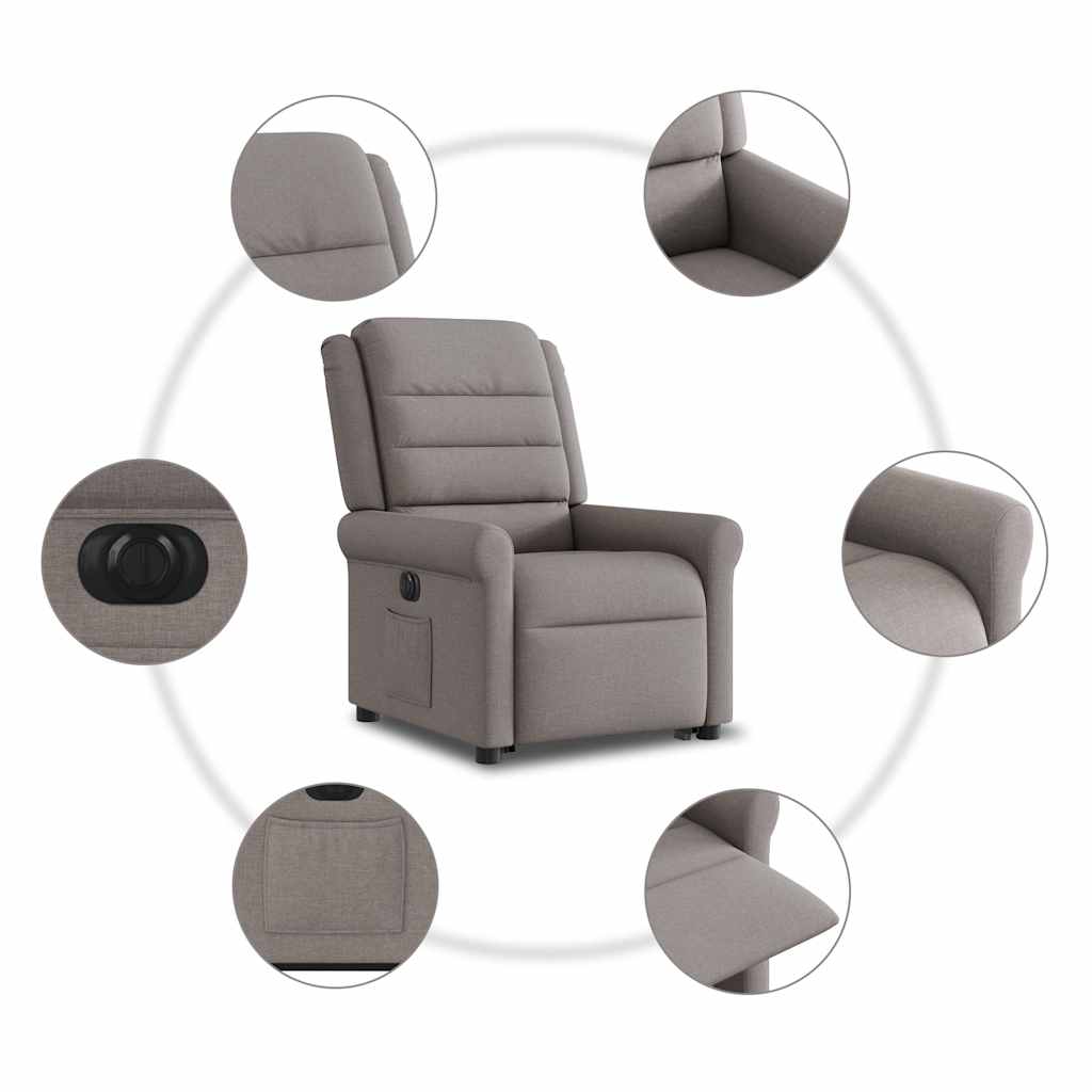 Relaxsessel mit Aufstehhilfe Elektrisch Taupe Stoff