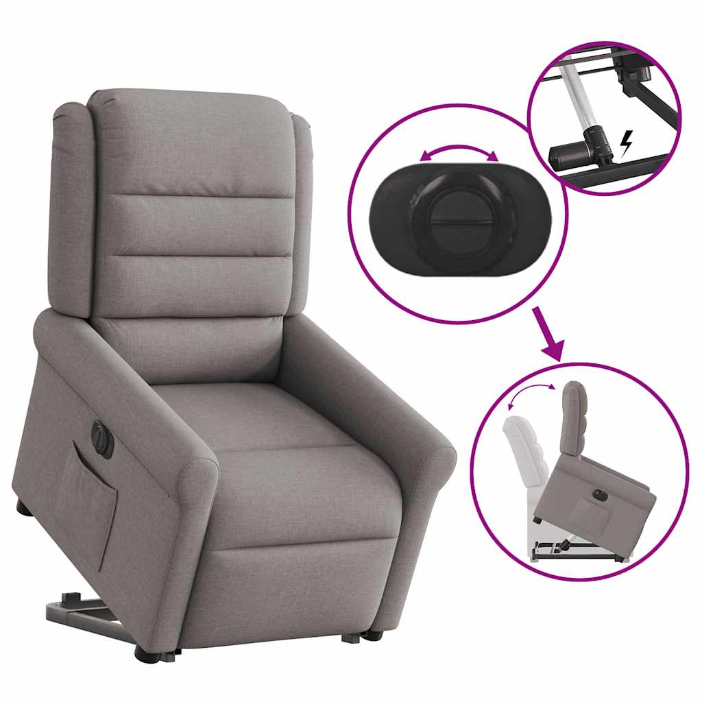Relaxsessel mit Aufstehhilfe Elektrisch Taupe Stoff