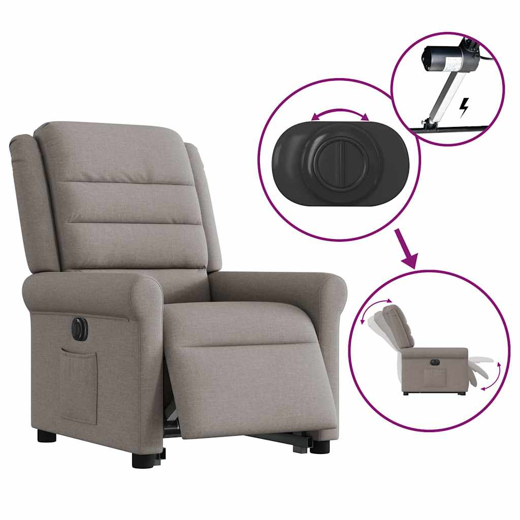 Relaxsessel mit Aufstehhilfe Elektrisch Taupe Stoff