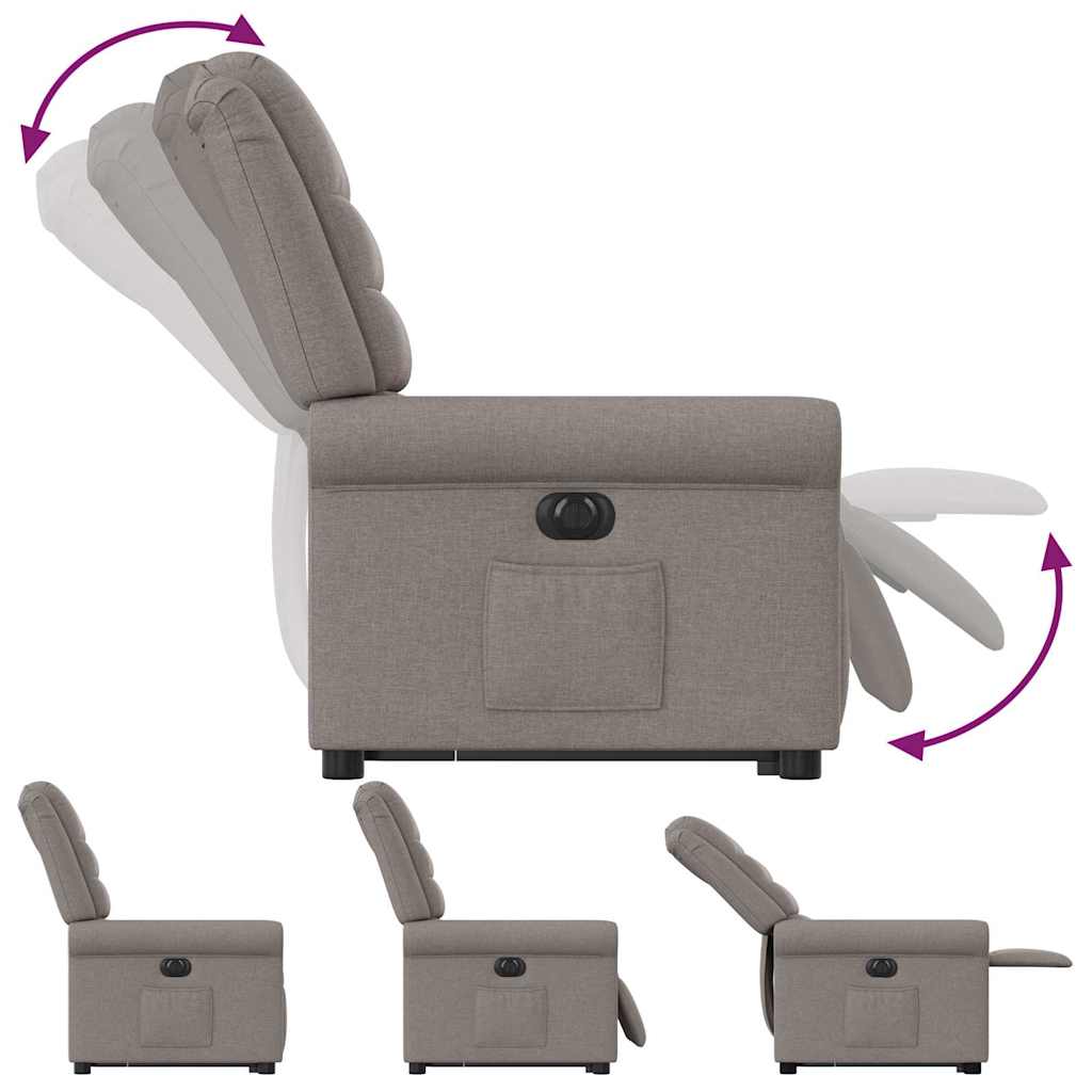 Relaxsessel mit Aufstehhilfe Elektrisch Taupe Stoff