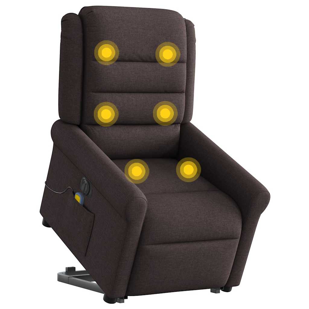Elektrischer Massagesessel mit Aufstehhilfe Dunkelbraun Stoff