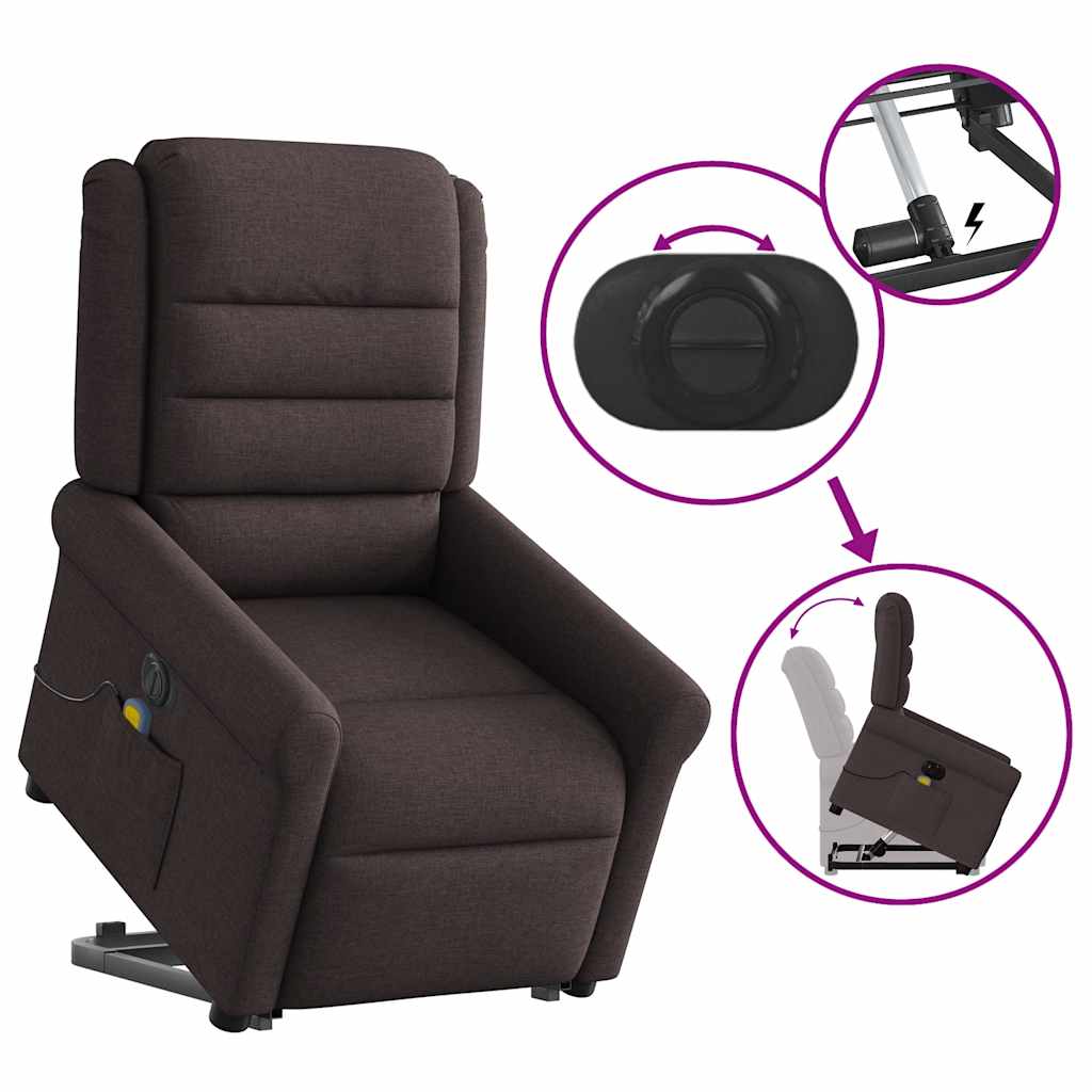 Elektrischer Massagesessel mit Aufstehhilfe Dunkelbraun Stoff