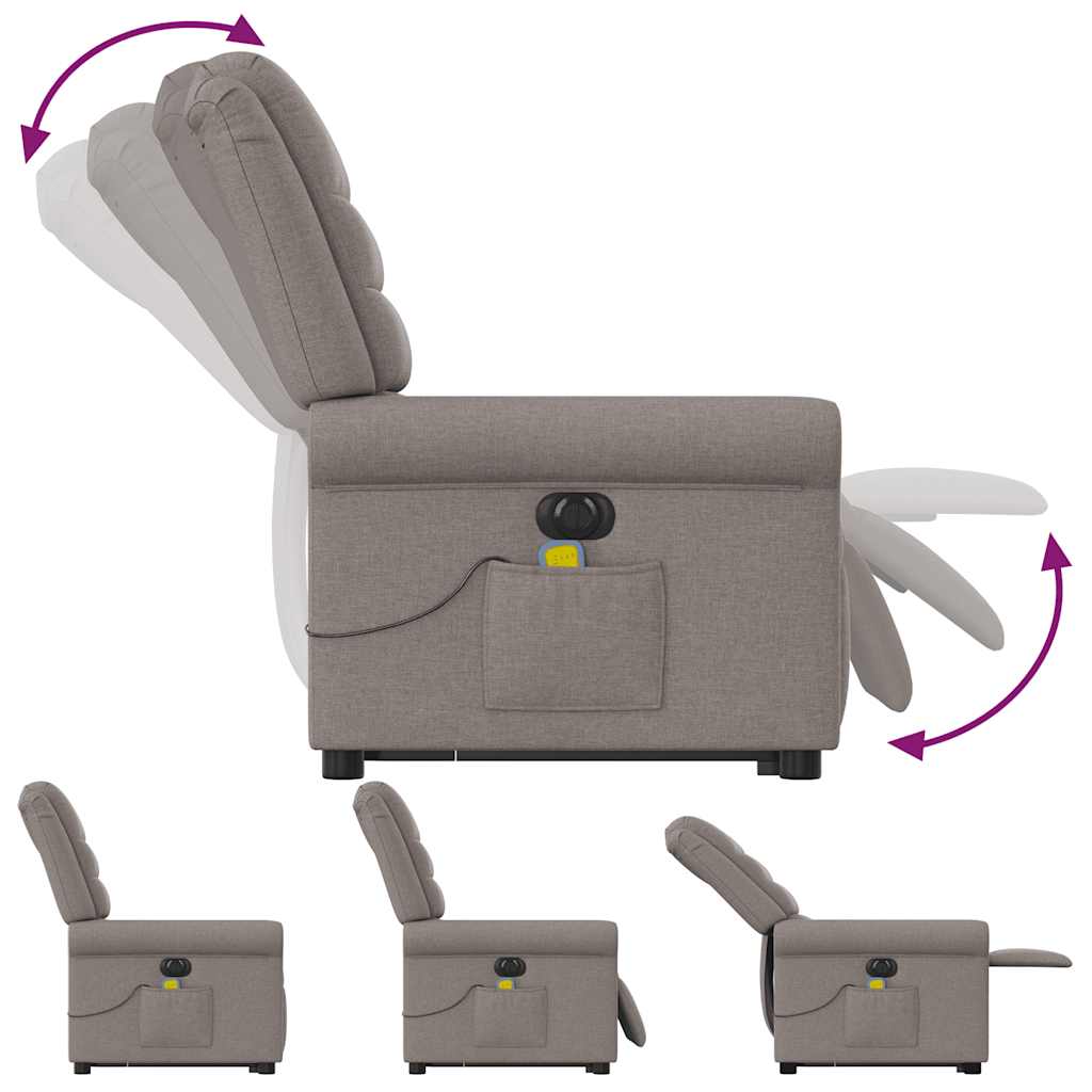 Elektrischer Massagesessel mit Aufstehhilfe Taupe Stoff