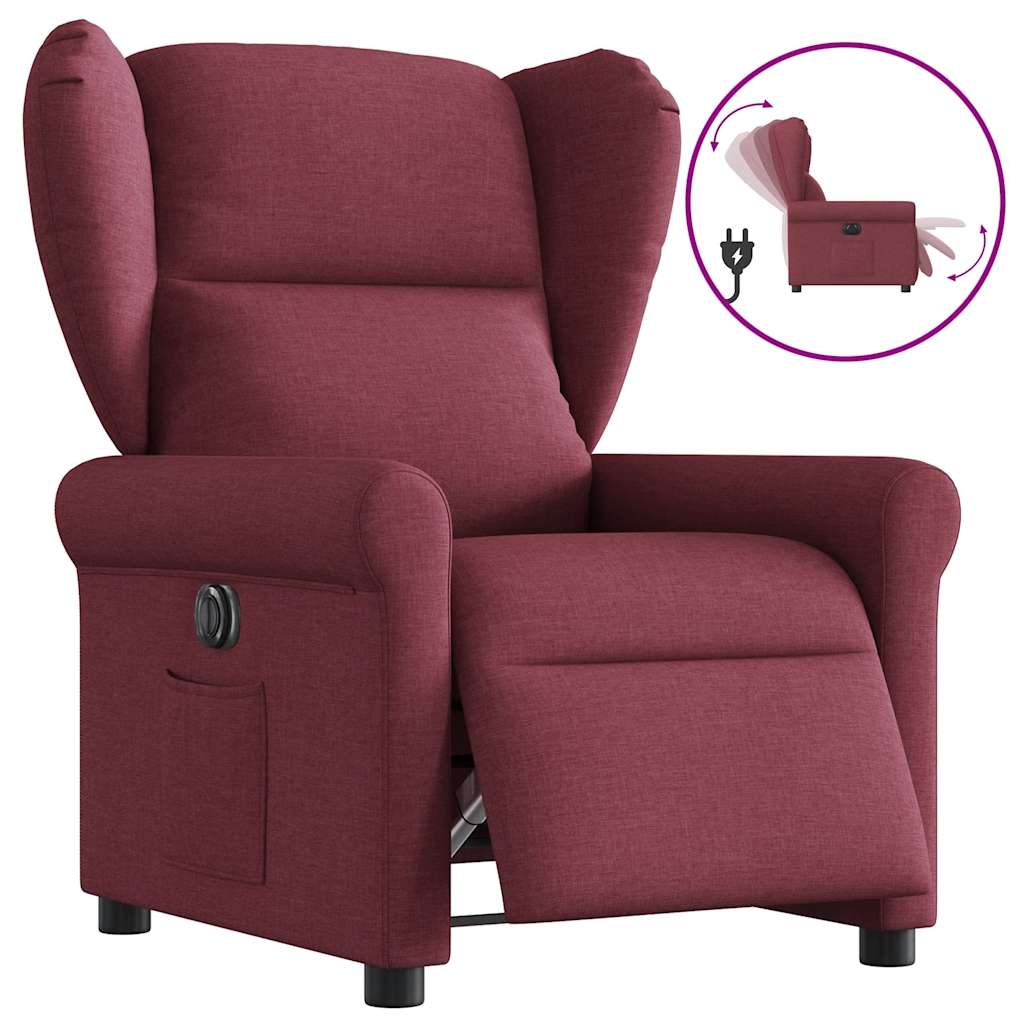 Relaxsessel Elektrisch Weinrot Stoff