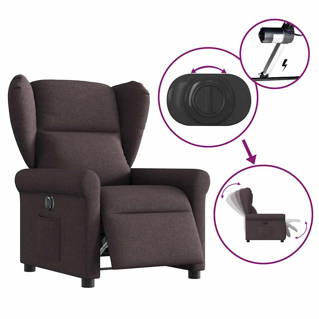 Relaxsessel Elektrisch Dunkelbraun Stoff