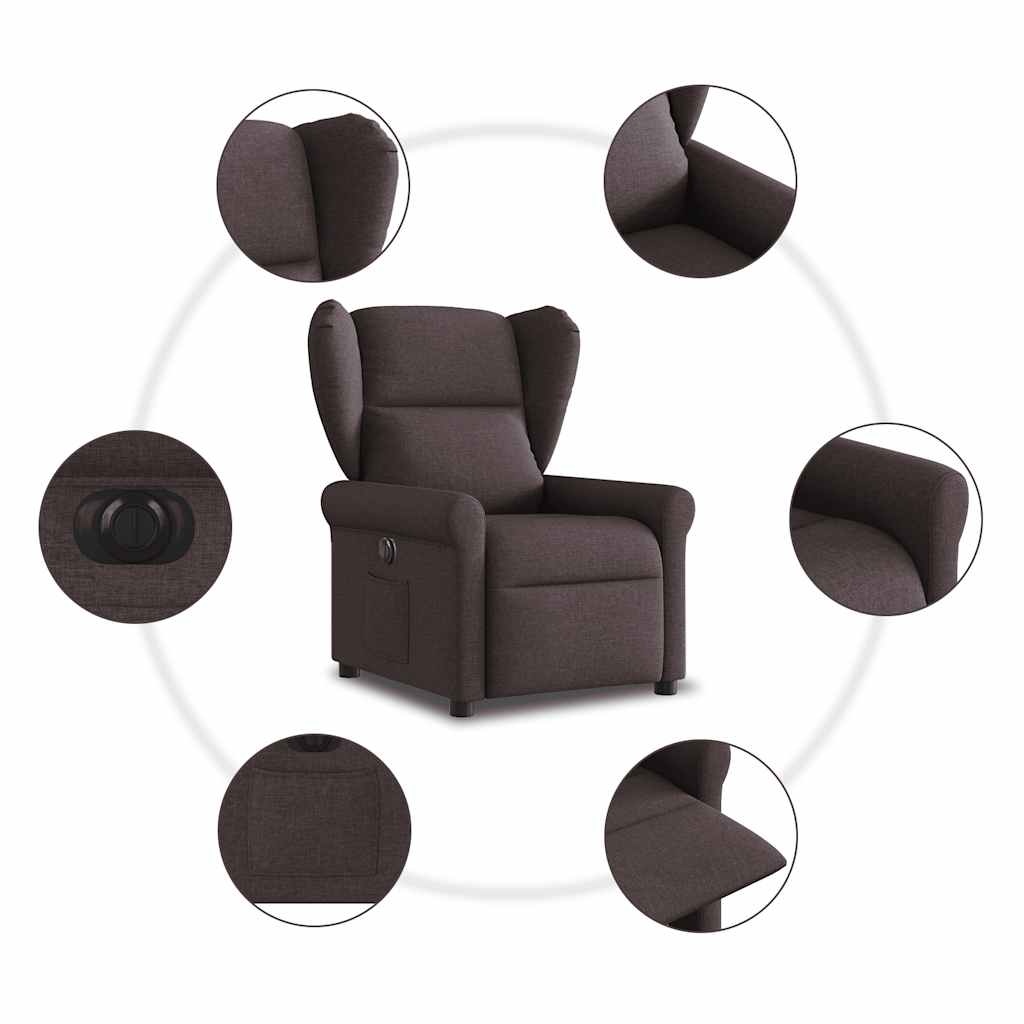Relaxsessel Elektrisch Dunkelbraun Stoff