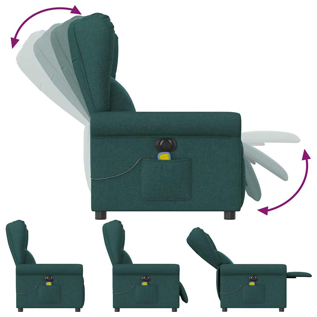 Massagesessel Elektrisch Dunkelgrün Stoff