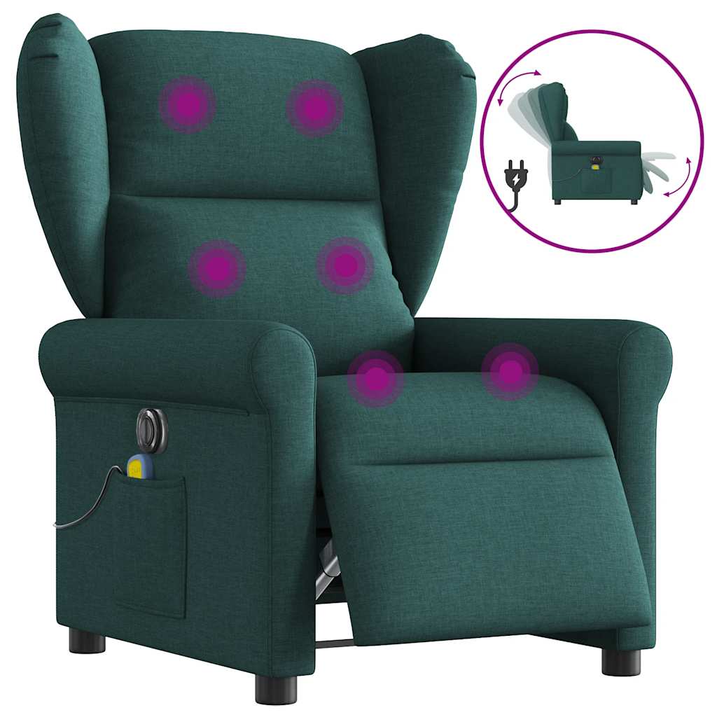 Massagesessel Elektrisch Dunkelgrün Stoff