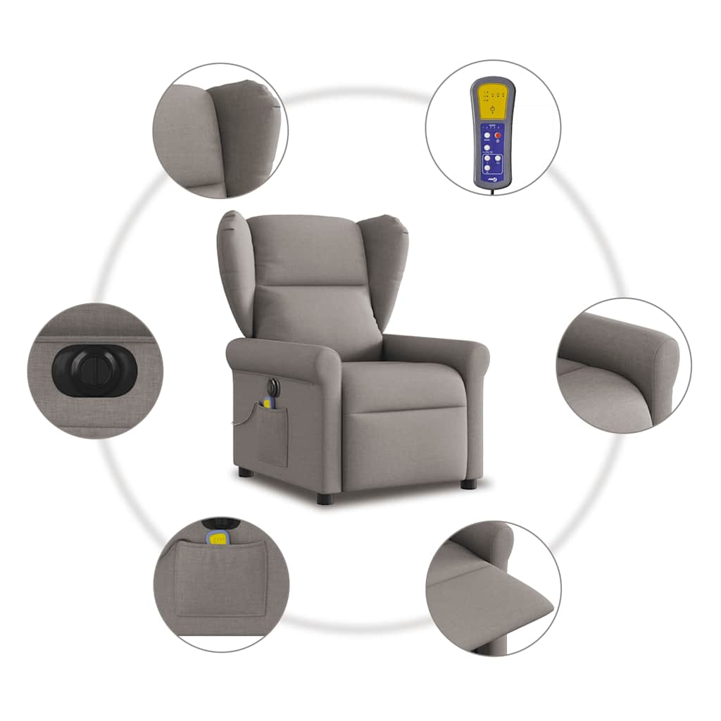 Massagesessel Elektrisch Taupe Stoff