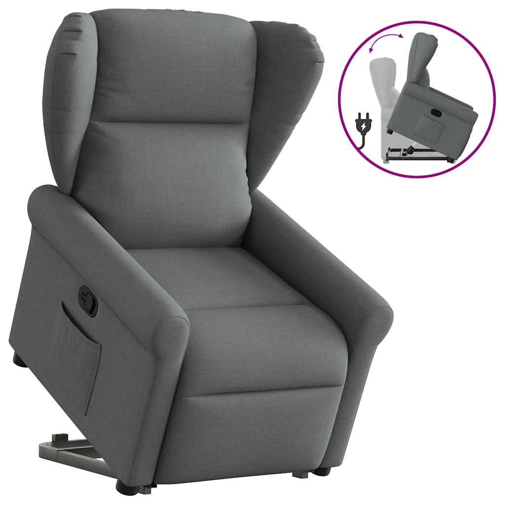Relaxsessel mit Aufstehhilfe Dunkelgrau Stoff