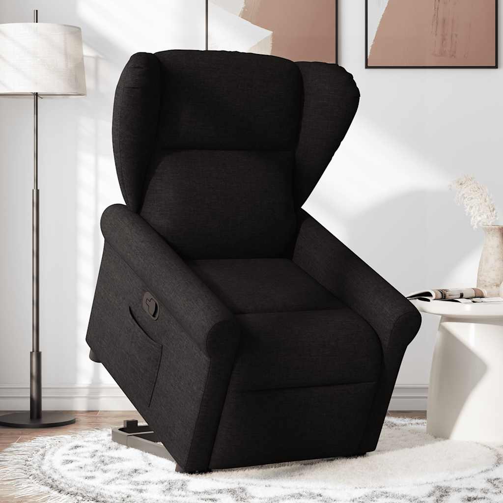 Relaxsessel mit Aufstehhilfe Schwarz Stoff