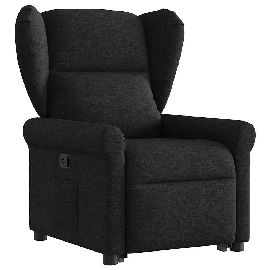 Relaxsessel mit Aufstehhilfe Schwarz Stoff
