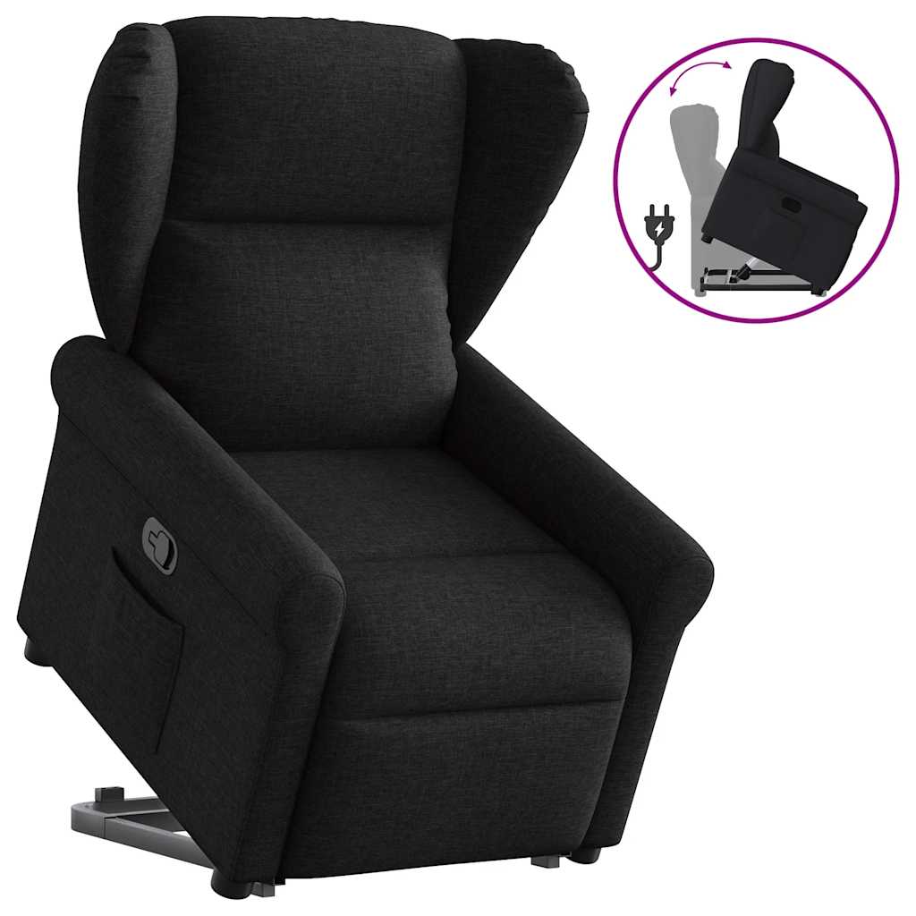 Relaxsessel mit Aufstehhilfe Schwarz Stoff