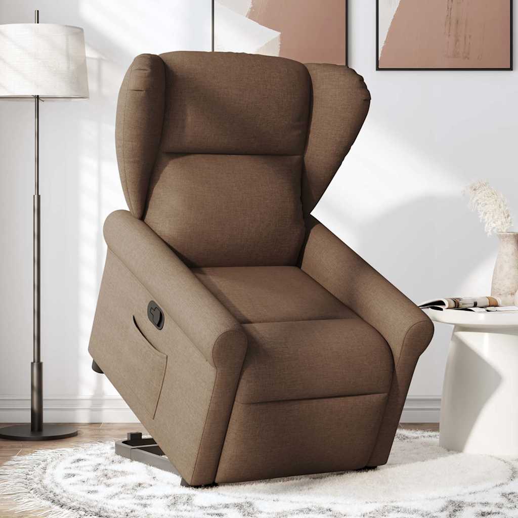 Relaxsessel mit Aufstehhilfe Braun Stoff