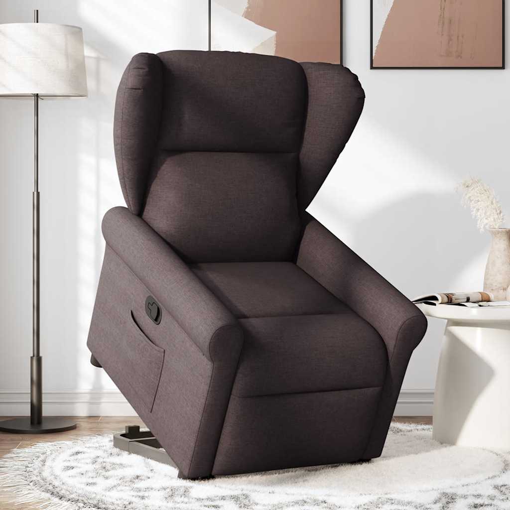 Relaxsessel mit Aufstehhilfe Dunkelbraun Stoff