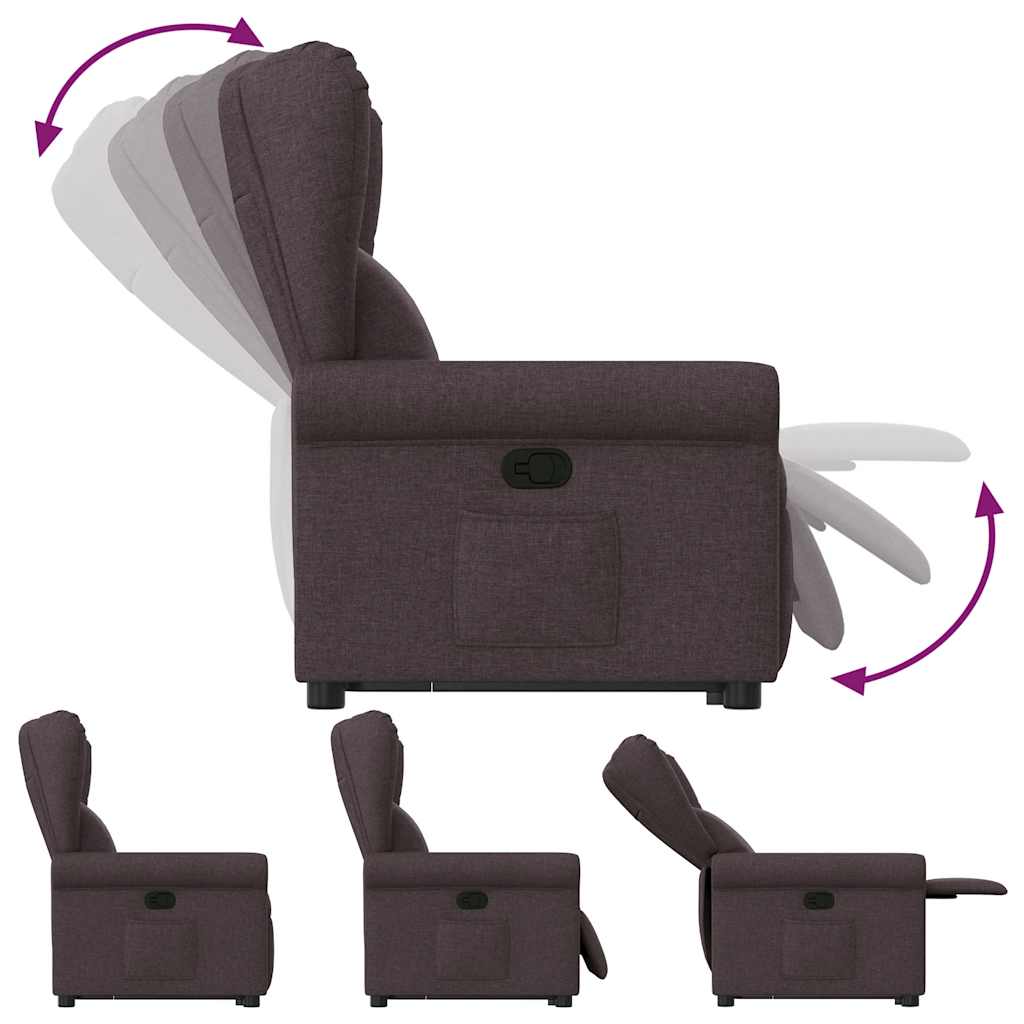 Relaxsessel mit Aufstehhilfe Dunkelbraun Stoff