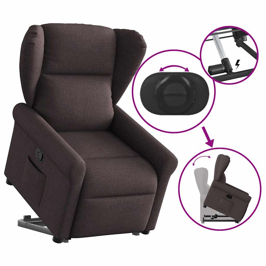 Relaxsessel mit Aufstehhilfe Dunkelbraun Stoff