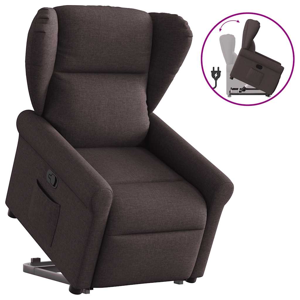 Relaxsessel mit Aufstehhilfe Dunkelbraun Stoff