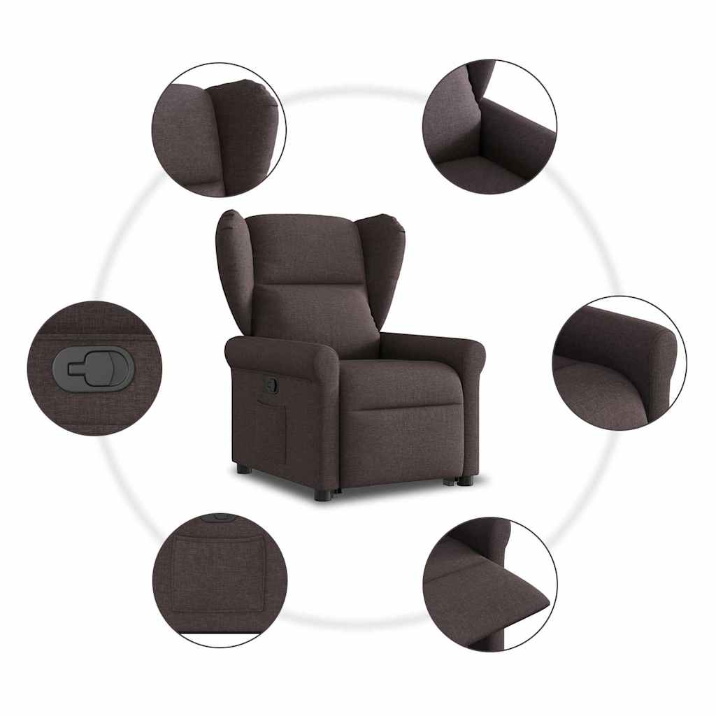 Relaxsessel mit Aufstehhilfe Dunkelbraun Stoff
