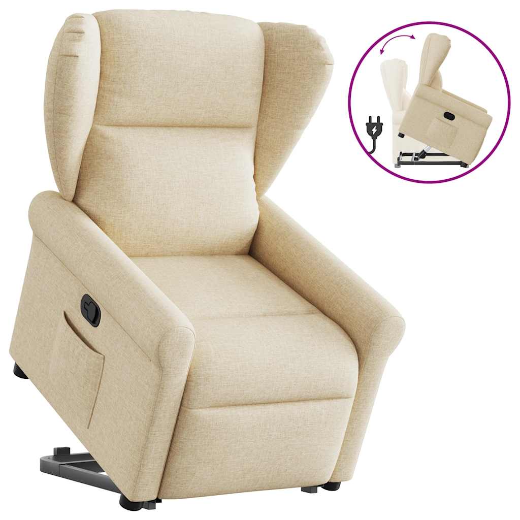 Relaxsessel mit Aufstehhilfe Creme Stoff