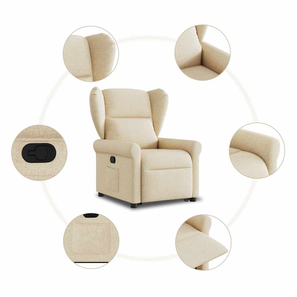 Relaxsessel mit Aufstehhilfe Creme Stoff