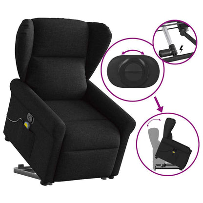 Massagesessel mit Aufstehhilfe Schwarz Stoff