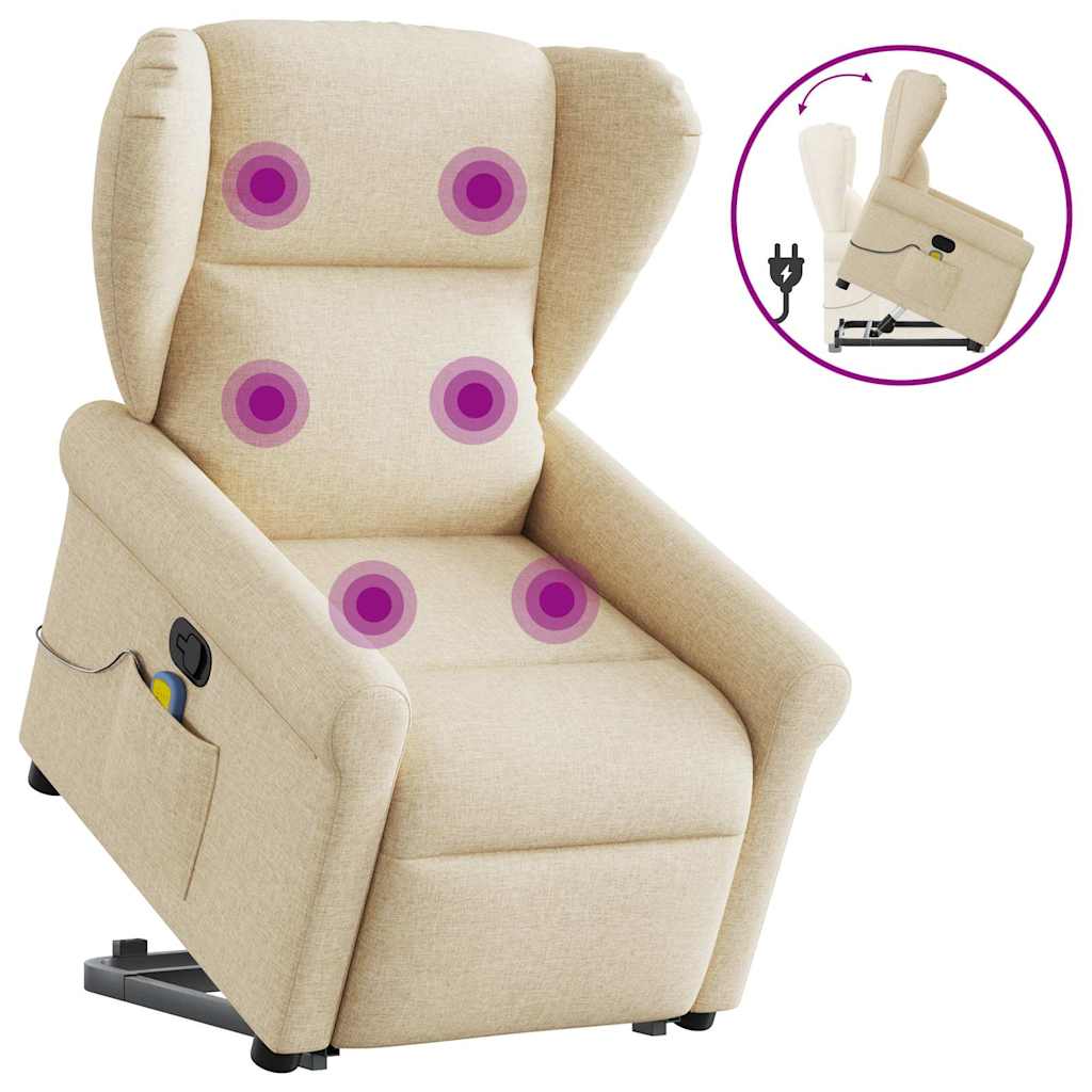 Massagesessel mit Aufstehhilfe Creme Stoff