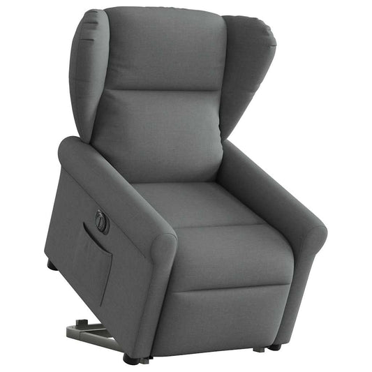 Relaxsessel mit Aufstehhilfe Elektrisch Dunkelgrau Stoff