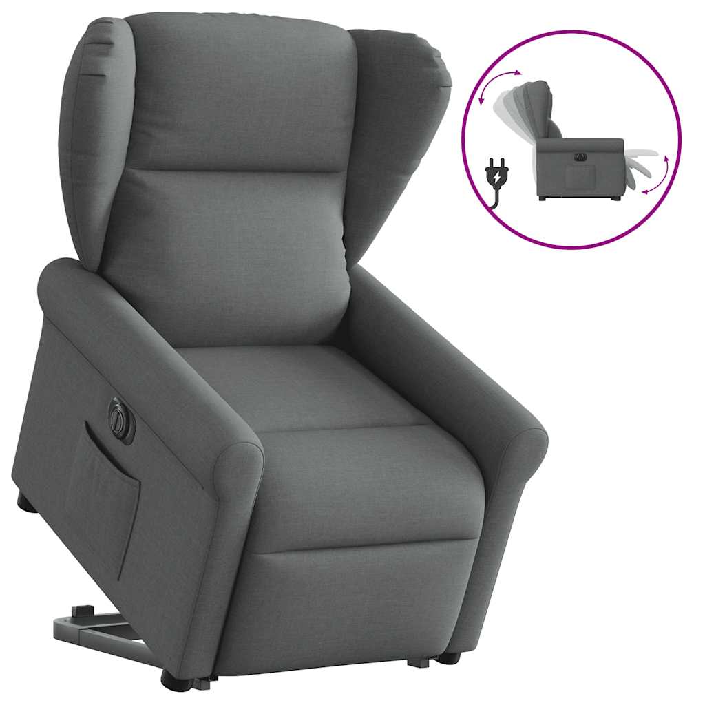 Relaxsessel mit Aufstehhilfe Elektrisch Dunkelgrau Stoff